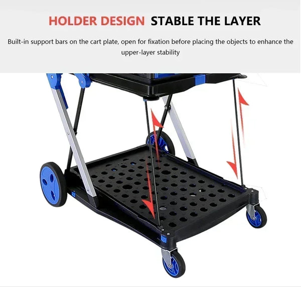 Plastic Foldable Hand Truck, Aluminum Portable Folding Cart Trolley