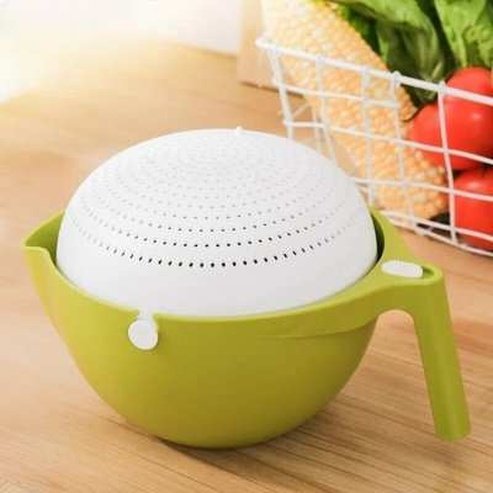 Double Bowl Drain Basket for Washing Rice