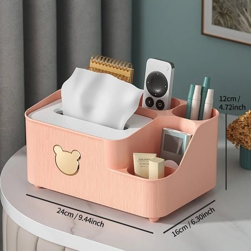 Multifunctional Tissue Box Holder with Phone Stand | Desktop Organizer