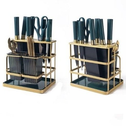 2 in 1 Multi-functional Kitchen Metal Knife Holder with Cutlery Storage Box Sink Holder Spoons and Forks Organizer. Kitchen Organizers: Knife Blocks &Holders.