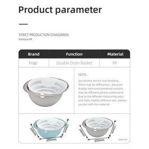 Rotatable Double-layer Food Washing Colander