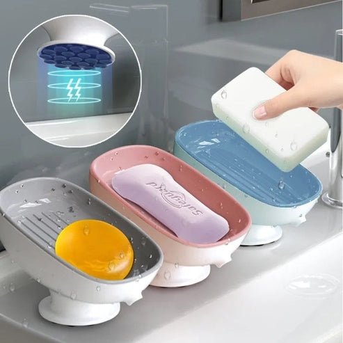 Super Suction Portable Self-Draining Soap Dish for Bathroom