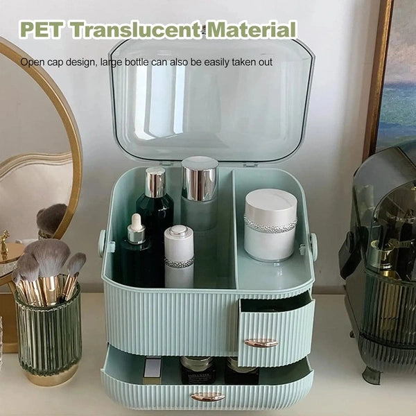 Portable Makeup Organizer with Dustproof Lid