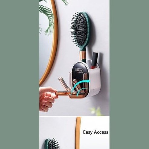 Hair Dryer Rack Wall-Mounted Bathroom Organizer Shelf with Hidden Hook Bathroom Storage Holder. Bathroom Accessories. Type: Bathroom Accessory Mounts.