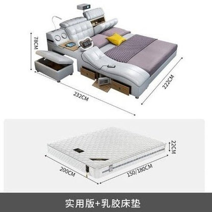 Light Luxury Leather Multi-functional Intelligent Projection Bed Modern Simple 1.8 Double Bed Storage Wedding Bed. Decor. Type: Beds &Bed Frames.