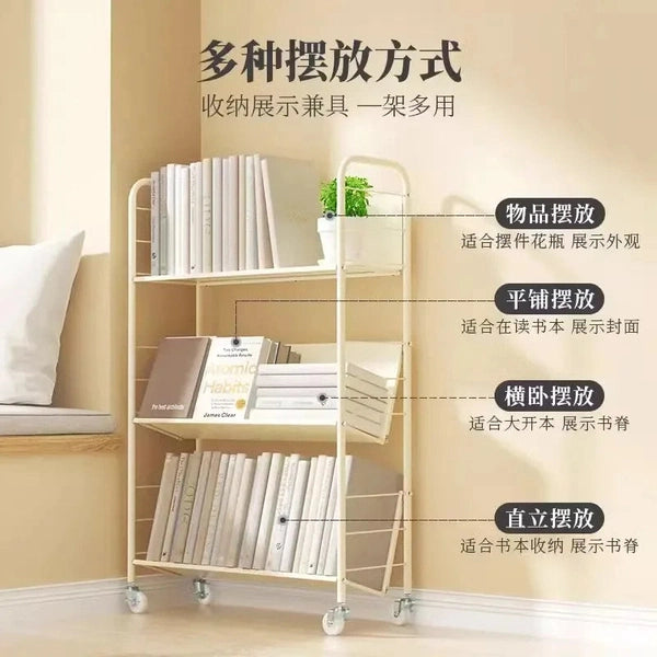Bookshelves, Floor-to-Ceiling Mobile Carts, Simple Multi-layer Wrought Iron Cabinets