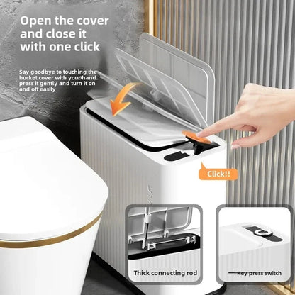 Nordic Multi-functional Trash Can, Covered Slim Trash Can with One-Touch Lid for Bathroom