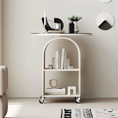 Movable Circular Bedside Table – Simple and Modern Tea Table