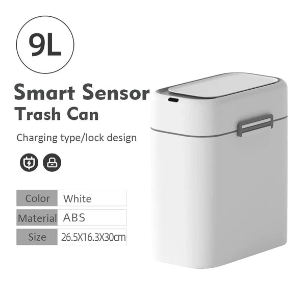 Automatic Sensor Trash Can with Lid for Bathroom, Trash Bin, Toilet Paper Basket