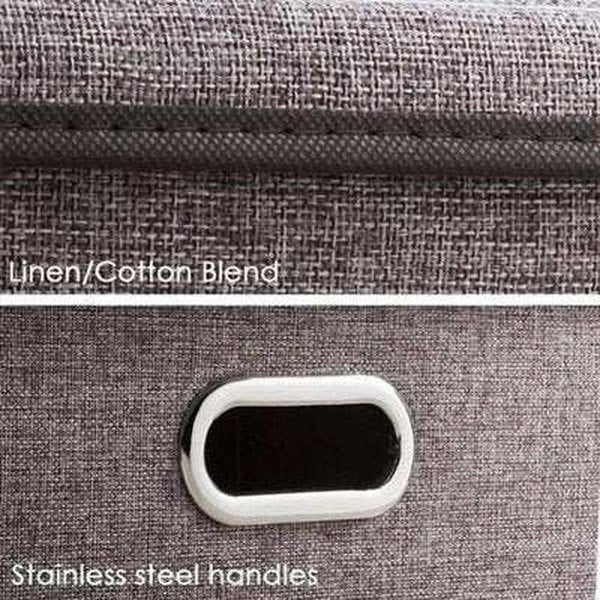 Linen Foldable Storage Boxes with Lid - Large Collapsible Organizer Bins