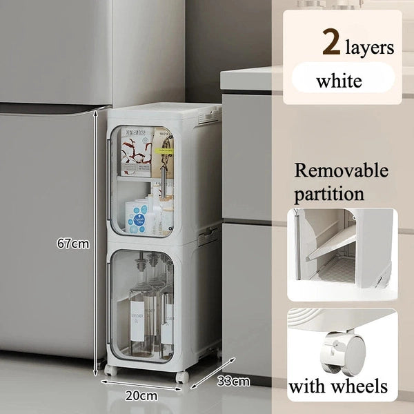 Movable Multilayer PP Rolling Cart Storage Organizer, Storage Rack Cart Shelf