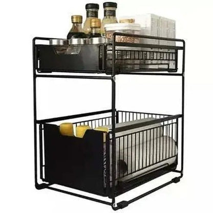 Sliding Storage Drawer 2 Tier Multifunctional Basket