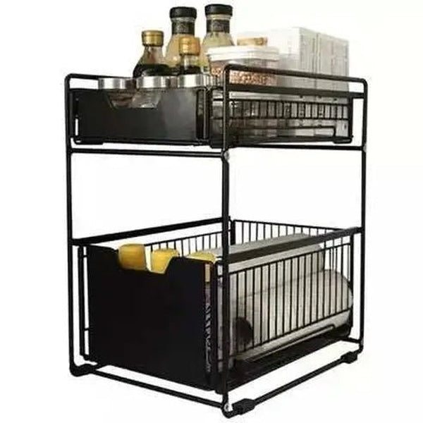 Sliding Storage Drawer 2 Tier Multifunctional Basket