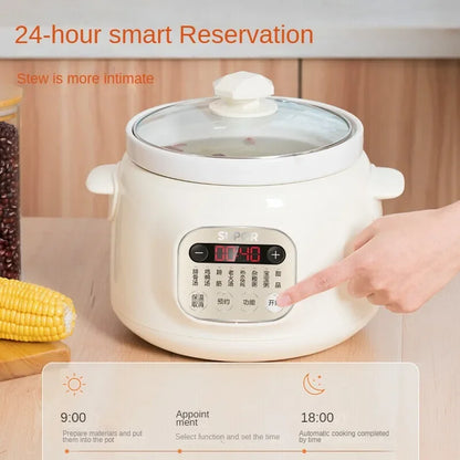 3L Electric Stewpot with Ceramic White Porcelain Inner Pot