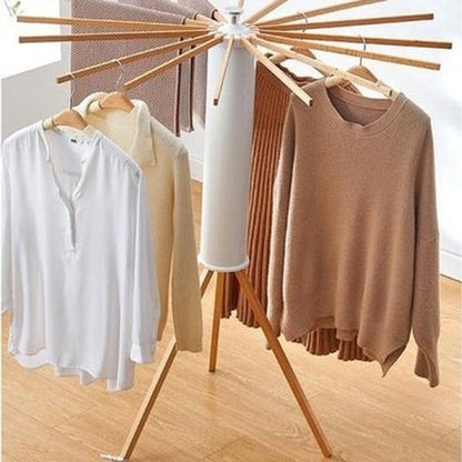 Solid Wood Foldable Floor Drying Rack Clothes Hanger