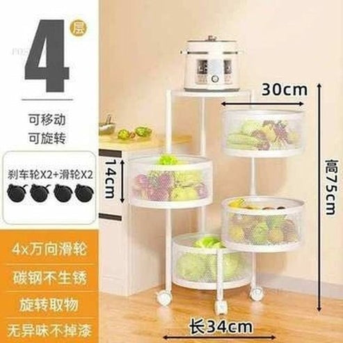Multipurpose Rotating Kitchen Trolley with Wheels