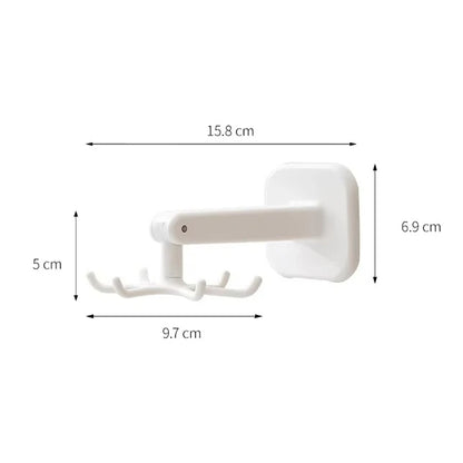 360 Degrees Rotating Folding Hook Kitchen Utensil Rack, Self-Adhesive Storage Holder