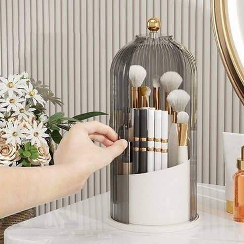 360° Rotating Makeup Brush Holder with Lid Luxury Cosmetic Organizer Lipstick Eyebrow Pencil Eyeshadow Storage Box. Storage & Organization: Household Storage Containers