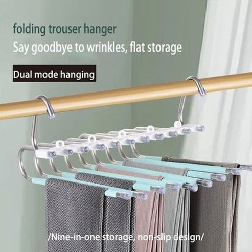 Upgrade Pants Hangers Stainless Steel Multifunctional Wardrobe Trouser Rack Non Slip Storage Shelf Space Saving Closet Organizer