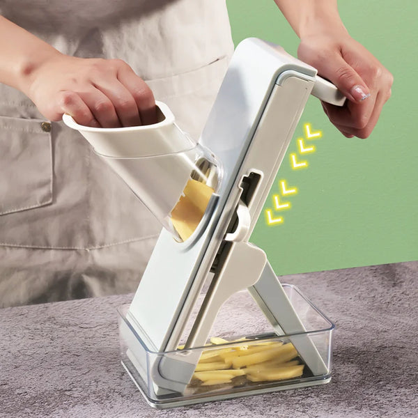 Safe Veggie Dicer for Julienne, French Fries, and Potatoes with Storage Box