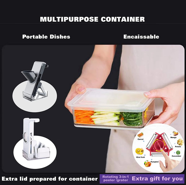 Safe Veggie Dicer for Julienne, French Fries, and Potatoes with Storage Box