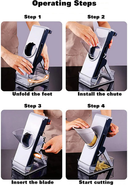 Safe Veggie Dicer for Julienne, French Fries, and Potatoes with Storage Box