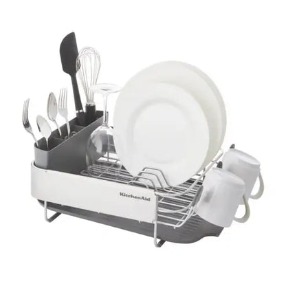 Satin Gray Stainless Steel Wrap Compact Dish Rack