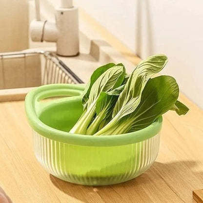 Double-Layer Vegetable & Fruit Strainer with Storage