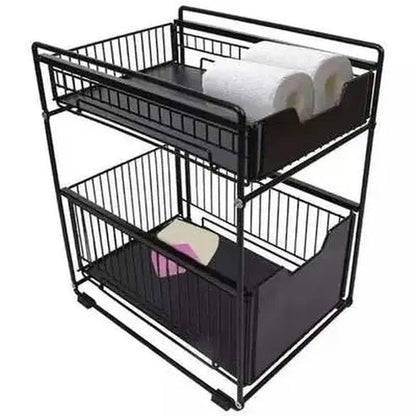 Sliding Storage Drawer 2 Tier Multifunctional Basket