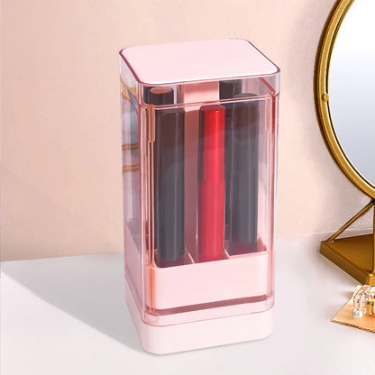 Grids Press Lift Lipstick Storage Box Press to Open Transparent Lip Glaze Holder