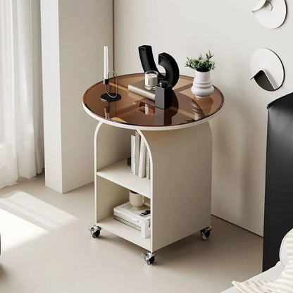 Movable Circular Bedside Table – Simple and Modern Tea Table