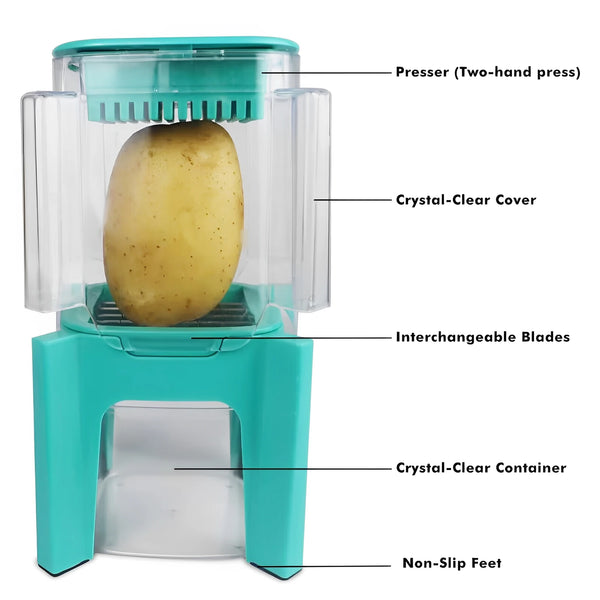 Multifunctional Vegetable Chopper, French Fries Cutter with Push Plate