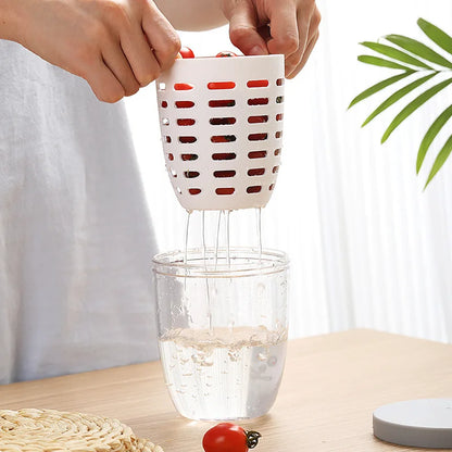 650ml Fruit Salad Cup with Fork, Double Layer Drainage Milk Bottle