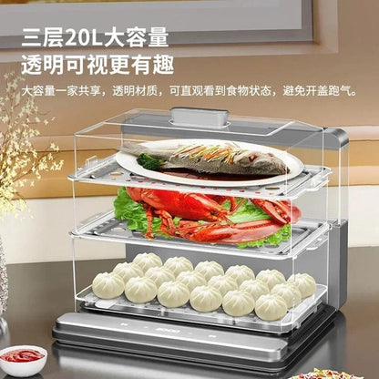 220V Foldable Electric Food Steamers with Large Capacity and Multi-Layer Design