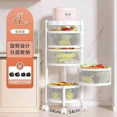 Multipurpose Rotating Kitchen Trolley with Wheels