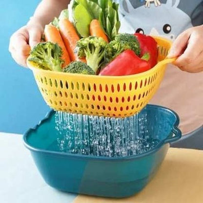 2 Layer Vegetable Washing Drain Basket