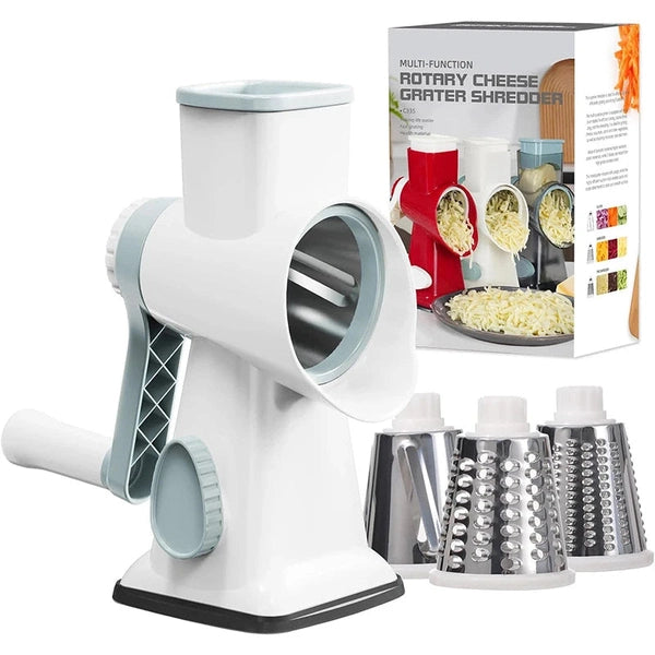 3 in 1 Rotary Cheese Grater, Versatile Manual Vegetable Slicer