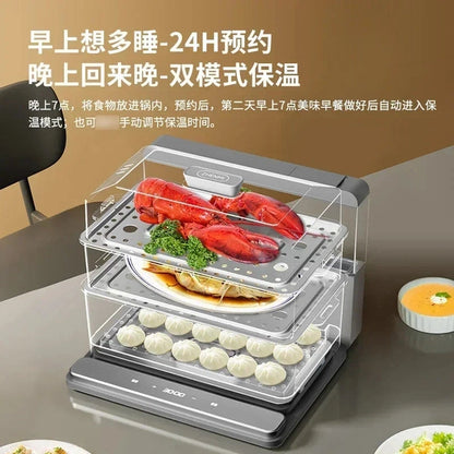 220V Foldable Electric Food Steamers with Large Capacity and Multi-Layer Design