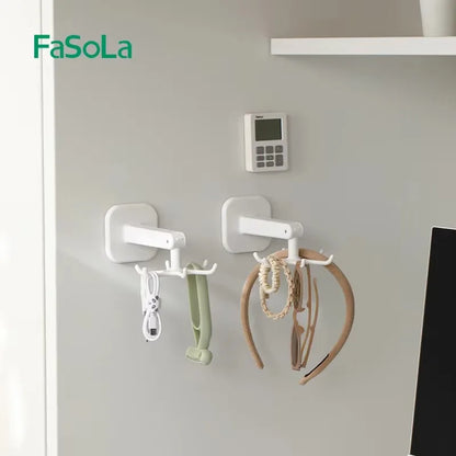 360 Degrees Rotating Folding Hook Kitchen Utensil Rack, Self-Adhesive Storage Holder