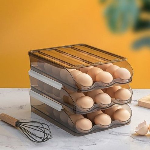 Fridge Clear Plastic Sliding Egg Storage Box