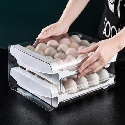 2-Layer Refrigerator Egg Storage Organizer Box