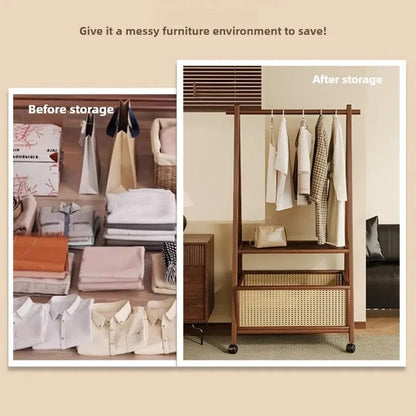 Simple Floor Standing Clothes Rack – Bedroom Clothing Hanger
