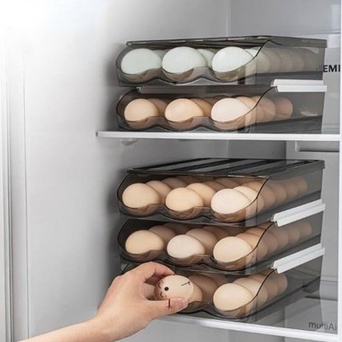 Fridge Clear Plastic Sliding Egg Storage Box