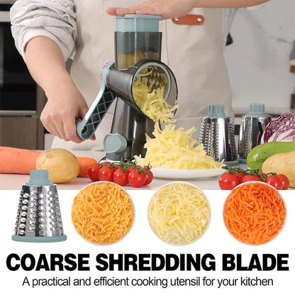 3 in 1 Rotary Cheese Grater, Versatile Manual Vegetable Slicer