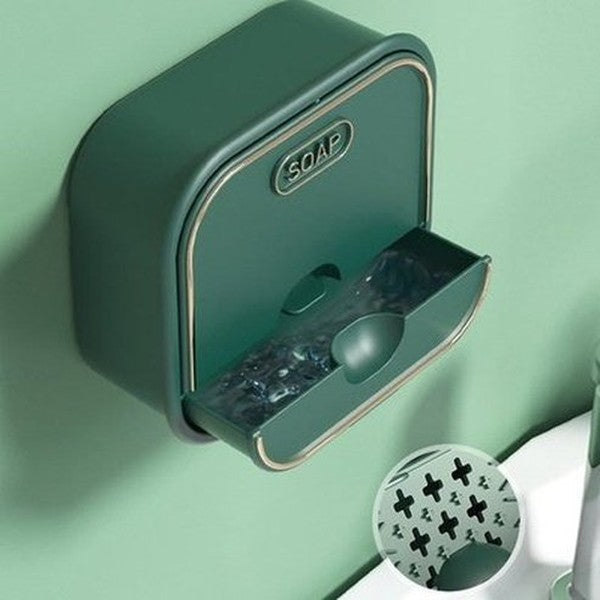Wall-mounted Drain Soap Box Creative Flip-top Type Soap Boxes Multifunctional Drawer Soap Dish Rack. Bathroom Accessories. Type: Soap Dishes & Holders.
