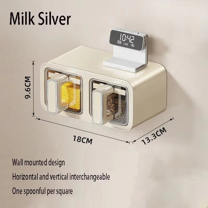 Wall-mounted Kitchen Salt Condiment Storage Box Seasoning Jar Set