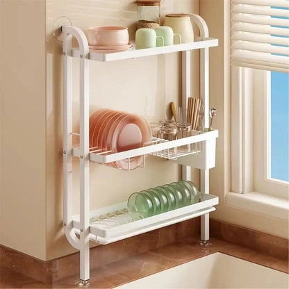 Wall-Mounted 3-Tier Dish Drying Rack