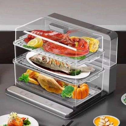 220V Foldable Electric Food Steamers with Large Capacity and Multi-Layer Design