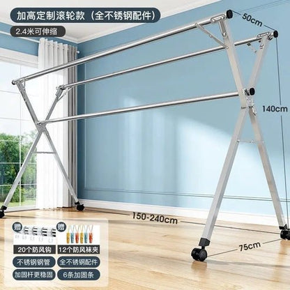 Telescopic Stainless Steel Drying Rack for Indoor & Outdoor Use
