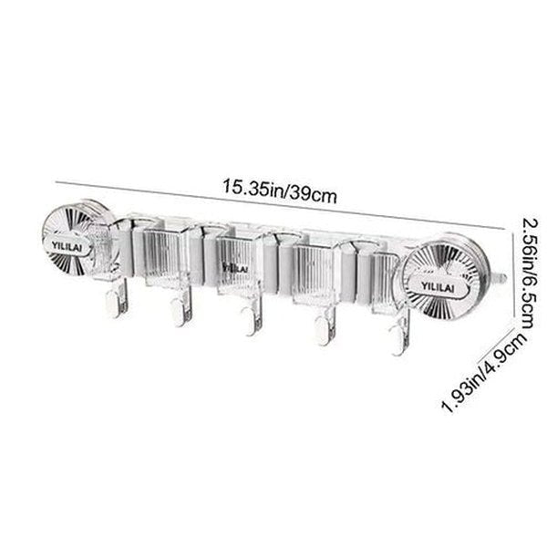 No-Drill Suction Cup Mop Holder | Reusable Wall Mounted Broom &amp; Cleaning Tool Organizer